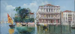 Antonio Reyna Manescau, A Venetian Scene, oil on canvas