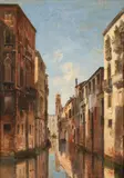 Giuseppe Canella, A Venetian Canal, oil on canvas mounted to board