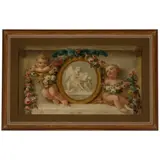 Piat Joseph Sauvage, A trompe-l'oeil with putti and garlands surrounding a bas-relief, oil on canvas
