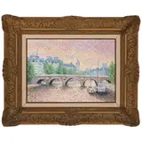 Serge Mendjisky, A cityscape of a bridge over a river, oil on canvas