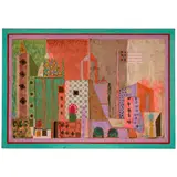 Jean, Abstract Cityscape, mixed media collage on panel