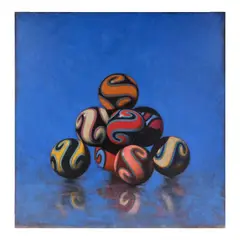 John Gibson, A stack of marbles, oil on linen laid down on panel