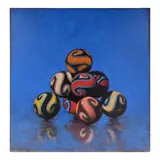 John Gibson, A stack of marbles, oil on linen laid down on panel