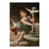 William-Adolphe Bouguereau, Girl with three birds, oil on canvas