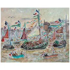 André Hambourg, Boats, oil on canvas
