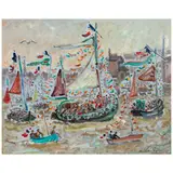 André Hambourg, Boats, oil on canvas