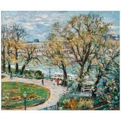 Max Agostini, Along a river, oil on canvas