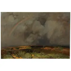 Toni, Rural landscape with rainbow, oil on canvas