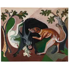 Channing Peake, Wild boar hunt, 1941, oil on canvas