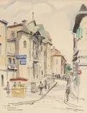 Halfdan van Qùillfeldt, Eglise St. Theodore, Marseille, France, 1953, ink and watercolor on paper