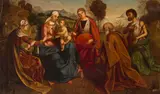 Boccacio Boccaccino, The Mystic Marriage of Saint Catherine, with Saints Peter, John the Baptist and Rose, oil on canvas