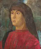 Giovanni Bellini, Portrait of a young man in red, oil on canvas laid down on panel