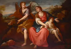 Italian School, Hagar and Ismael in the desert, oil on canvas