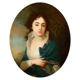 Vladmir Lukich Borovikovsky, A portrait of a lady in waiting to Grand Duchess (later Empress) Maria Feodorovna of Russia, oil on canvas, oval