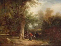 Snr. William Shayer, Figures in a wooded landscape, oil on canvas