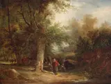 Snr. William Shayer, Figures in a wooded landscape, oil on canvas