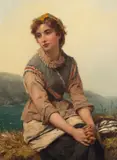 William Oliver, The fisherman's daughter, oil on canvas