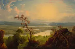 Edmund C. Coates, The Oxbow (Northampton, Massachusetts), oil on canvas laid down on board