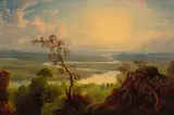 Edmund C. Coates, The Oxbow (Northampton, Massachusetts), oil on canvas laid down on board