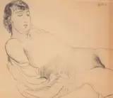 Jacob Epstein, Reclining Nude, graphite on paper