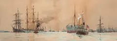 Charles Dixon, Off Staten Island, watercolor on paper
