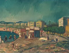 Béla Iványi-Grünwald, Anzio Harbor, Italy, oil on panel
