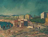 Béla Iványi-Grünwald, Anzio Harbor, Italy, oil on panel