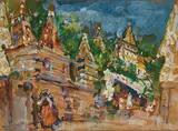 Konstantin Alexeevich Korovin, A city scene, oil on canvas