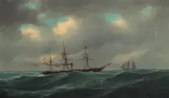 Gideon Jacques Denny, Ships on calm seas, oil on canvas