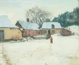 A winter scene by Gaylord Sangston Truesdell, oil on canvas, sold Sep 2024