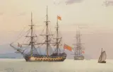 Derek Gardner, His Britannic Majesty's 64-Gun Ship 'Agamemnon', watercolor on paper