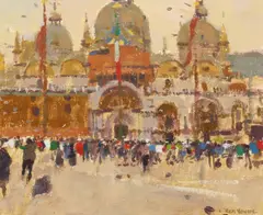 St Mark's, Venice by Ken Howard R.A., oil on linen laid down on board, sold Sep 2024