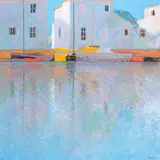 André Bourrié, Mediterranean port scene, oil on canvas