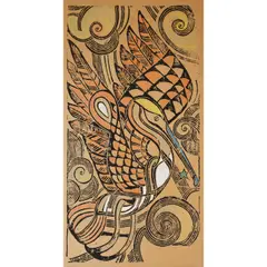 Walter Inglis Anderson, Vertical Pelican, n.d., Woodblock with hand-coloring on wallpaper