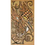 Walter Inglis Anderson, Vertical Pelican, n.d., Woodblock with hand-coloring on wallpaper