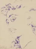 Madge Tennent, Woman Reading; Woman in Profile (Two Works), both watercolor on paper