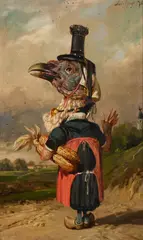 Louis Guy, Anthropomorphic Duck and Turkey (Two Works), both oil on board