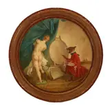 Jean-Baptiste-Henri Deshays, Le Singe Peintre (The Monkey Painter), oil on canvas, tondo format