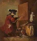 Jean-Baptiste-Siméon Chardin, Le Singe Peintre (The Monkey Painter), oil on canvas
