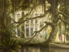 Felix Kelly, Twin Houses, Mississippi, oil and tempera on Masonite