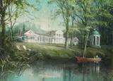 Felix Kelly, The Summer House, Fort Ticonderoga, John H. Pell, 1977, oil on illustration board