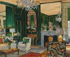 Mstislav Dobuzhinsky, Elsie de Wolfe's Suite at the Plaza Hotel, watercolor on paper