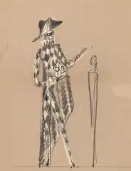 Two Sketches of Harlequin Figures by Tony Duquette, sold Oct 2024