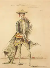Study for Figure in Tartan by Tony Duquette, sold Oct 2024