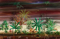 Gilbert Adrian, Tropical Landscape at Dusk, oil on canvas