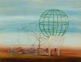 Gilbert Adrian, Imaginary Architecture; Study for Imaginary Architecture (Two Works), oil on canvas; pencil on paper