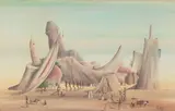 Gilbert Adrian, Imaginary Village, oil on canvas