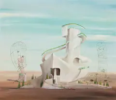Imaginary Architecture by Gilbert Adrian, oil on canvas, sold Oct 2024