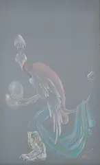Gilbert Adrian, Imaginary Creature, pastel on blue paper