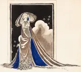 Gilbert Adrian, Fashion Illustration, gouache and metallic paint on paper